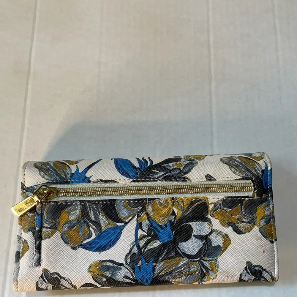 Kim Rogers Blue and Gold Wallet with Artistic Floral Design (GC) - Picture 2 of 4